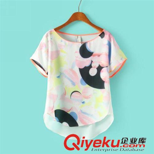 B131-01410 F.M.P 歐美夏季新款漸變色圓點不規(guī)則印花短袖T恤原始圖片3