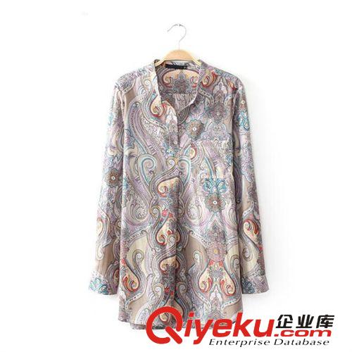 D08-01260 F.M.P【6081】歐洲站夏季新款時尚復(fù)古腰果花長袖襯衫原始圖片3