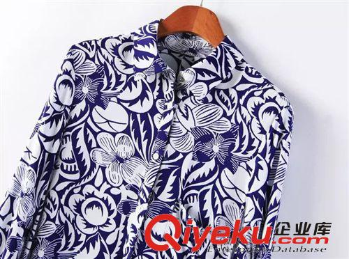 A145-01304 F.M.P【6007】歐美翻領(lǐng)不規(guī)則青花瓷印花襯衫式連衣裙原始圖片2
