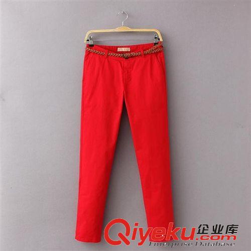 B34-01044 F.M.P 歐美夏季新款修身簡(jiǎn)約四色休閑長(zhǎng)褲 配腰帶原始圖片3