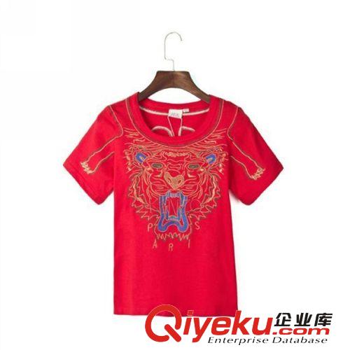 B34-01046 F.M.P 歐美夏季潮流時尚手工刺繡老虎頭短袖T恤原始圖片3
