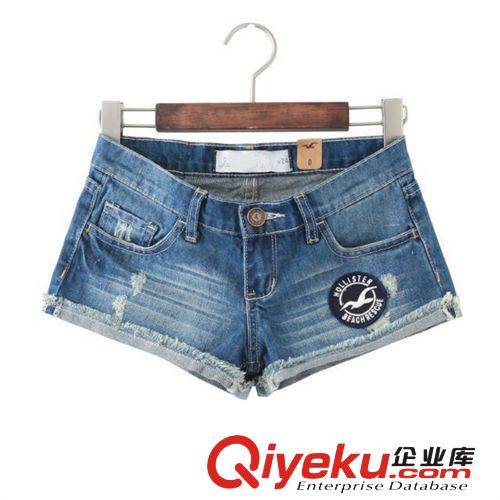 B23-00968 F.M.P 歐美風(fēng)夏季時(shí)尚海鷗標(biāo)志磨白毛邊牛仔短褲原始圖片3