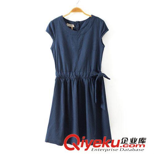 A134-00463 F.M.P 歐美新款側(cè)面蝴蝶結(jié)腰帶后背鈕扣棉麻連衣裙原始圖片3