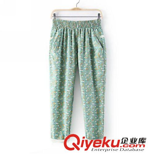 B46-00828 F.M.P 夏季新款潮流民族風(fēng)印花松緊腰棉麻休閑長(zhǎng)褲原始圖片2