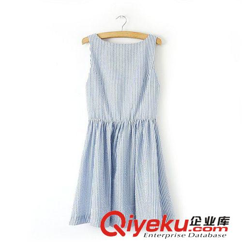 A33-00335 F.M.P 歐美前后兩穿單排扣豎條紋背心連衣裙原始圖片3