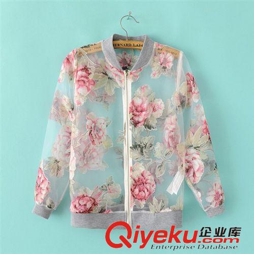 D68-00544 F.M.P 歐洲站夏季新款時尚歐根紗印花立領防曬服原始圖片3