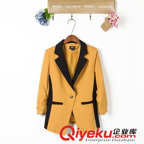 A93-42-034  F.M.P  歐美風時尚修身拼色袖口褶皺氣質小西裝原始圖片2