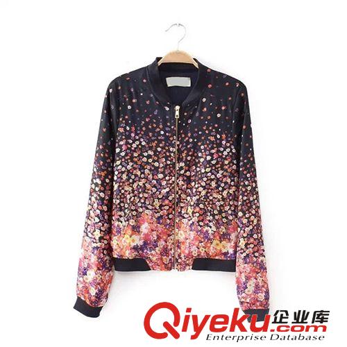 D145-00401 F.M.P【9162】歐美風(fēng)時(shí)尚漸變碎花立領(lǐng)夾克外套原始圖片2