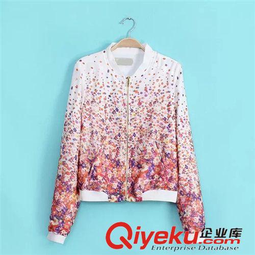 D145-00401 F.M.P【9162】歐美風(fēng)時(shí)尚漸變碎花立領(lǐng)夾克外套原始圖片3