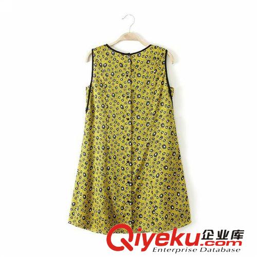 A66-00125 F.M.P歐美圓領后背紐扣裝飾豹紋印花無袖連衣裙原始圖片2