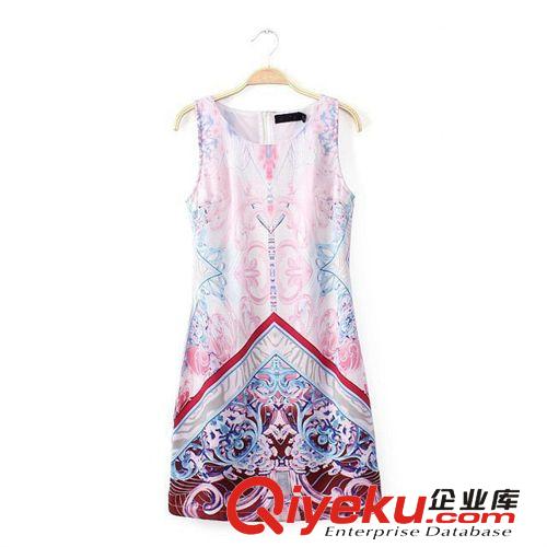 A174-00054 F.M.P 夏季新款歐美時尚高貴宮廷風印花無袖連衣裙原始圖片3