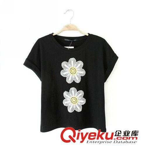 B06-99-088 F.M.P 歐美夏季新款時尚優(yōu)雅太陽花繡花短袖T恤原始圖片2