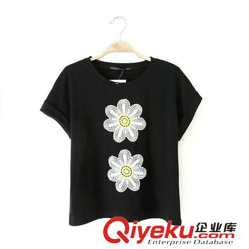 B06-99-088 F.M.P 歐美夏季新款時尚優(yōu)雅太陽花繡花短袖T恤原始圖片3