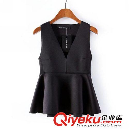 B40-97-048 F.M.P 歐美新款潮流時尚性感V領裙擺式無袖T恤原始圖片2