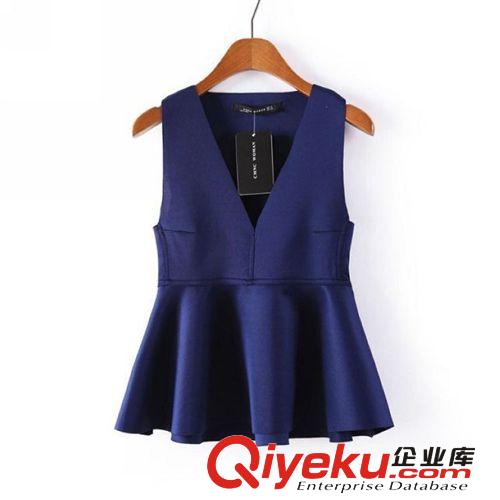 B40-97-048 F.M.P 歐美新款潮流時尚性感V領裙擺式無袖T恤原始圖片3