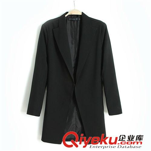 A146-42-056   F.M.P  歐美風(fēng)時(shí)尚百搭中長(zhǎng)款暗扣大碼西裝外套原始圖片2