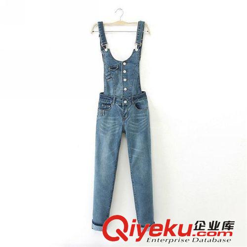 B07-02964  F.M.P  歐美秋裝新款時(shí)尚個(gè)性V領(lǐng)可脫卸背帶牛仔褲