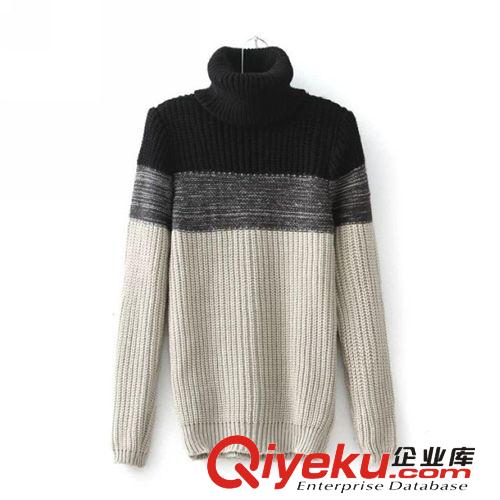 D167-02700 F.M.P【8604】歐美秋冬新款時(shí)尚黑白拼色高領(lǐng)套頭毛衣