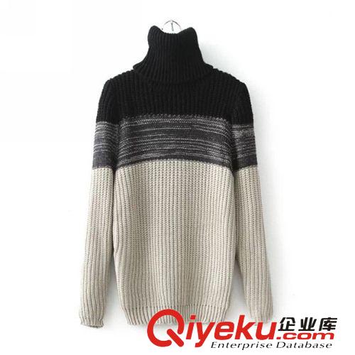 D167-02700 F.M.P【8604】歐美秋冬新款時(shí)尚黑白拼色高領(lǐng)套頭毛衣