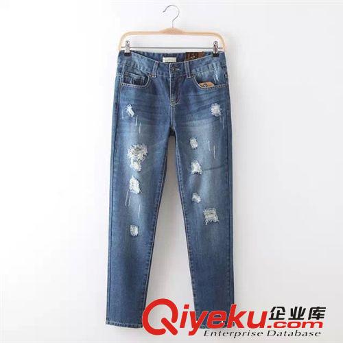 B04-03080 F.M.P【405】新款前面破洞后面貓抓痕兩色牛仔褲原始圖片2