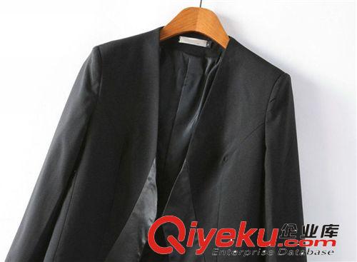 A163-02518【005】秋冬新品歐美范時尚氣質拼接無扣小西裝外套