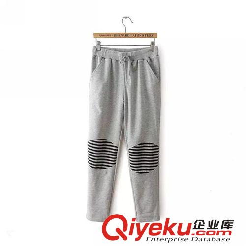 B37-02404 F.M.P 韓版秋裝新款時尚寬松條紋補丁休閑長褲 哈倫褲