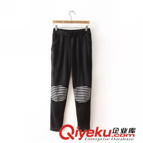 B37-02404 F.M.P 韓版秋裝新款時尚寬松條紋補丁休閑長褲 哈倫褲