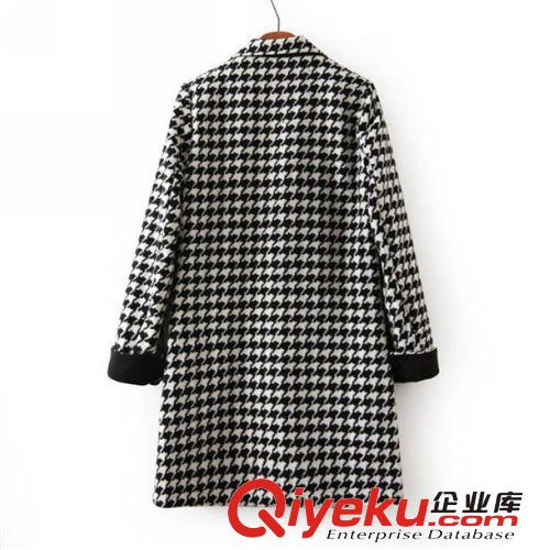 D198-02562 F.M.P【8809】歐美秋冬新款黑白千鳥格毛呢大衣外套原始圖片2