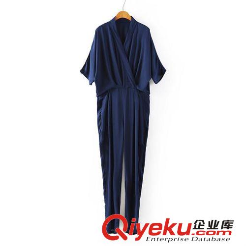 B198-02002 F.M.P 【8725】歐美新款時(shí)尚V領(lǐng)系帶七分袖雪紡連體褲原始圖片3