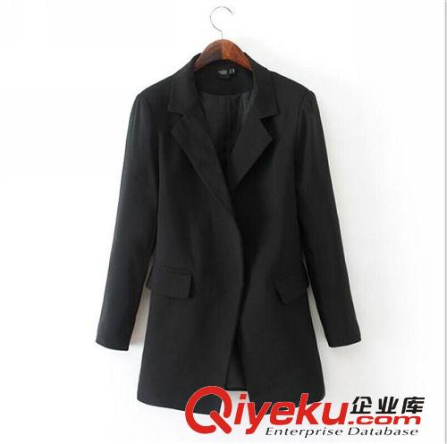 A13-01642 F.M.P 歐美新款時尚修身雙口袋中長款暗扣西裝外套西服