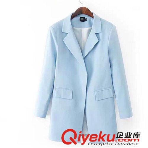 A13-01642 F.M.P 歐美新款時尚修身雙口袋中長款暗扣西裝外套西服
