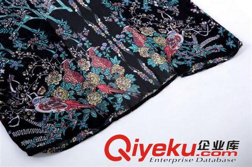 D53-01362 F.M.P【6375】歐美復(fù)古樹枝小鳥印花長款雪紡?fù)馓自紙D片3