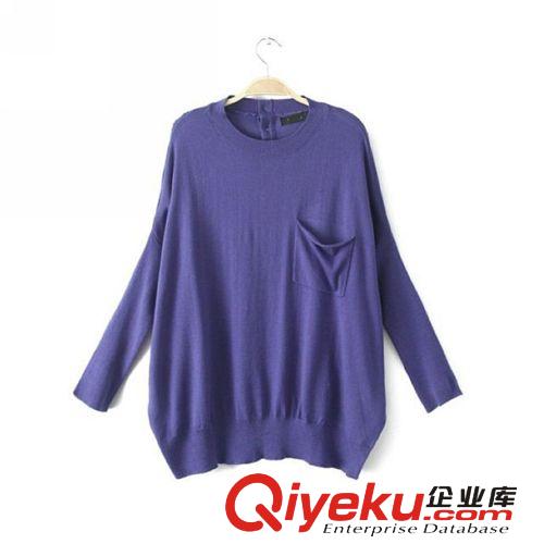 D17-01746 F.M.P 歐美新款時(shí)尚單口袋蝙蝠袖后背紐扣套頭針織衫