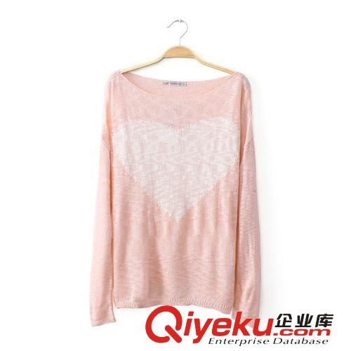 D107-01728 F.M.P【YPM6】歐美新款時(shí)尚百搭淺色愛心套頭針織衫原始圖片3
