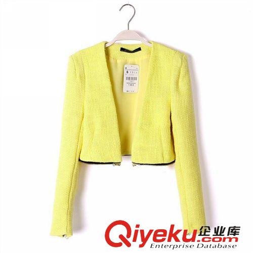 A40-01528 F.M.P 歐美秋冬新款簡(jiǎn)約氣質(zhì)雙拉鏈無(wú)扣小西裝外套西服原始圖片2