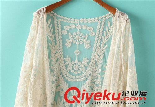 D166-01324 F.M.P歐美百搭ts蕾絲鉤花刺繡防曬開衫襯衫