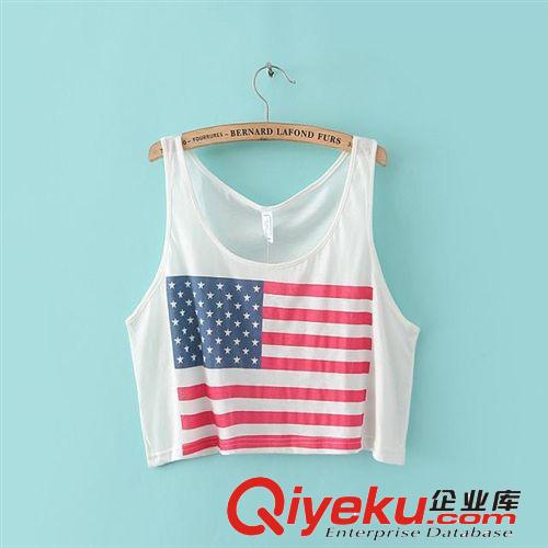 B195-01584 F.M.P【8568】夏季新款時尚性感國旗印花露臍小背心原始圖片2