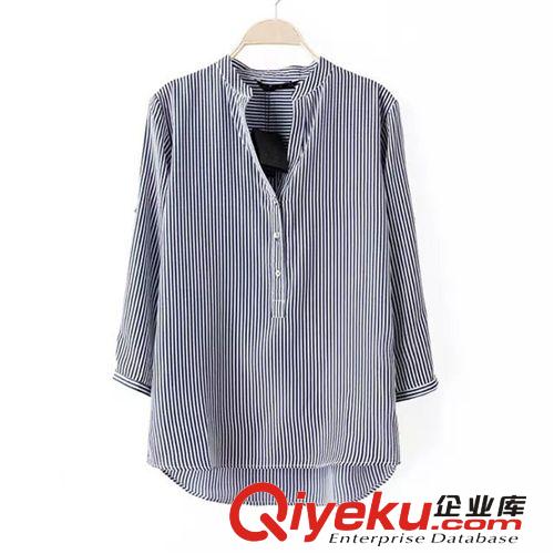 D197-00759 F.M.P 8020春秋季新款條紋兩色立領(lǐng)襯衫