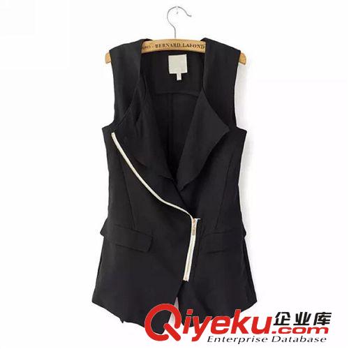 D114-01100 F.M.P 歐美潮流新款時(shí)尚通勤簡(jiǎn)約斜拉鏈休閑馬甲原始圖片2