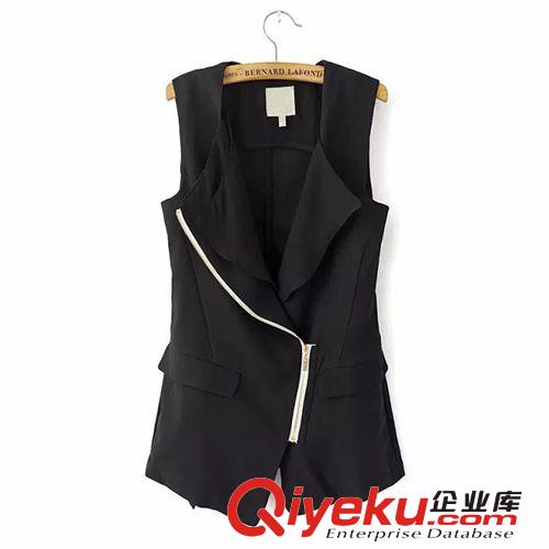 D114-01100 F.M.P 歐美潮流新款時(shí)尚通勤簡(jiǎn)約斜拉鏈休閑馬甲原始圖片3