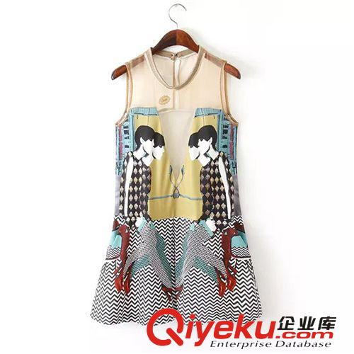 A01-00549 F.M.P 歐美風夏季新款4個女孩圖案背心裙連衣裙原始圖片3