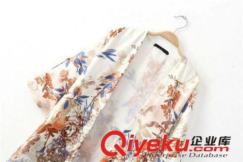 D08-00166 F.M.P【6074】歐美田園風飛鳥印花短袖開衫外套原始圖片3