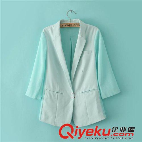 A185-00984 F.M.P 歐美新款時(shí)尚修身雪紡拼接七分袖西裝外套 西服原始圖片3
