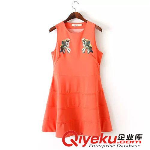 A01-00551 F.M.P 歐美新款胸前兩只精靈兩色連衣裙