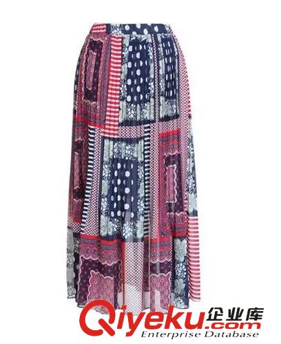 A01-00555 F.M.P 歐美風(fēng)夏季新款雪紡印花半身中腰百褶長裙原始圖片2