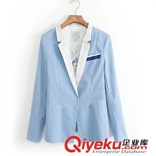 A192-00493 F.M.P 歐美胸前假口袋撞色翻領(lǐng)修身西裝外套原始圖片2