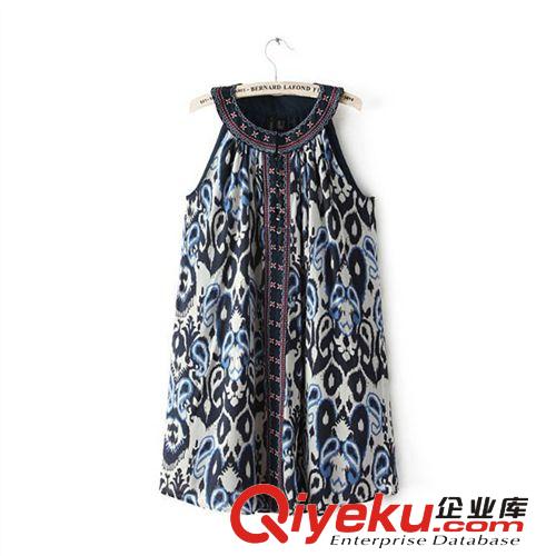 A25-00598 F.M.P 歐美夏季新款時尚優雅金色樹葉刺繡連衣裙
