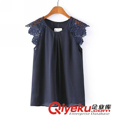 B40-00582 F.M.P 歐美風夏季新款時尚百搭蕾絲拼接花邊袖T恤原始圖片2