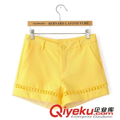 B186-00287 F.M.P 歐美風(fēng)時(shí)尚鏤空網(wǎng)紗拼接純色百搭短褲原始圖片2