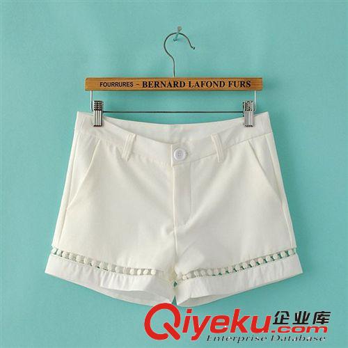 B186-00287 F.M.P 歐美風(fēng)時(shí)尚鏤空網(wǎng)紗拼接純色百搭短褲原始圖片3
